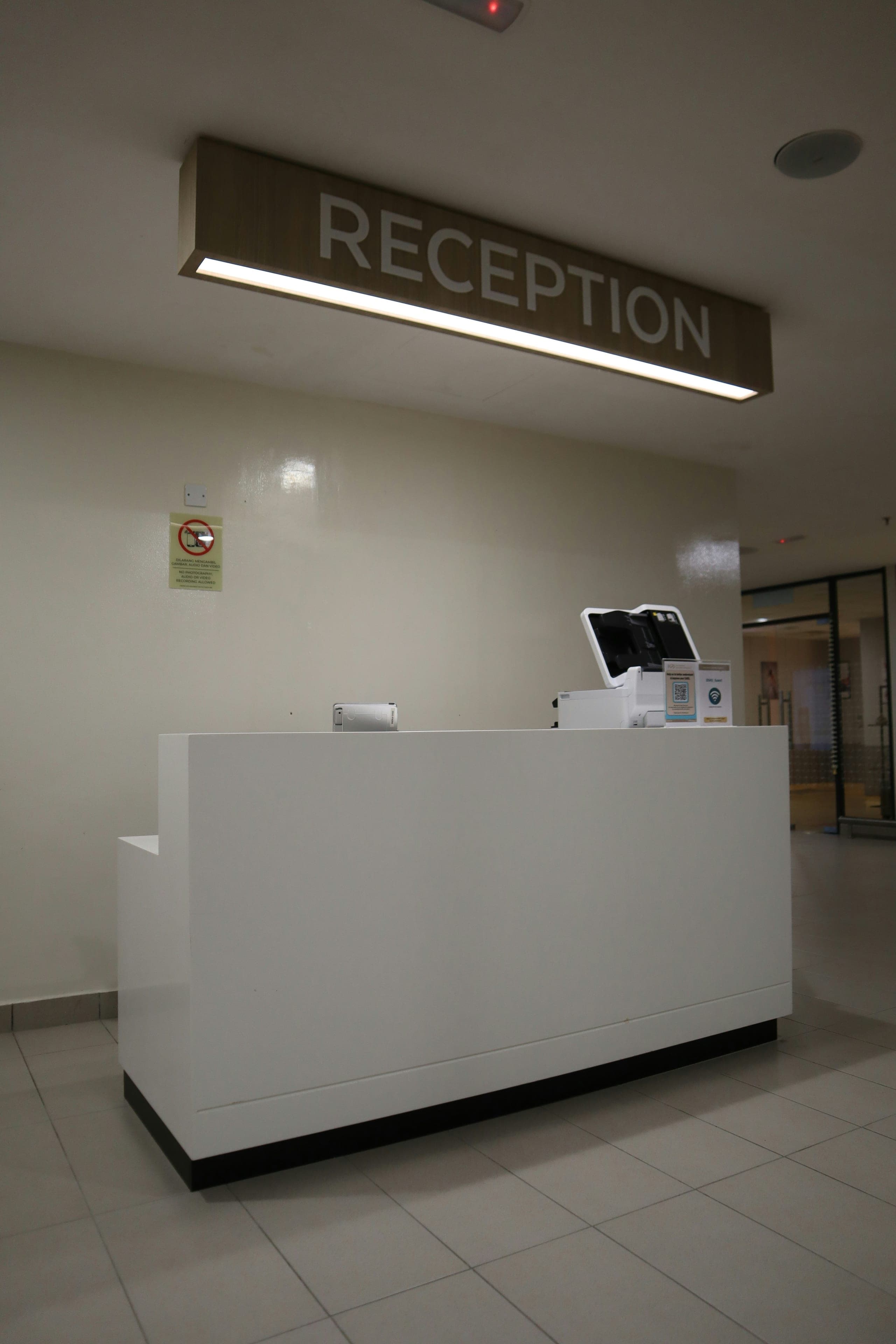 A modern clinic reception desk